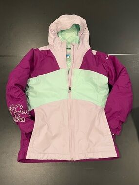 Columbia Girls' Omni-Heat Colorblock Ski Jacket - Purple, Mint & Light Pink